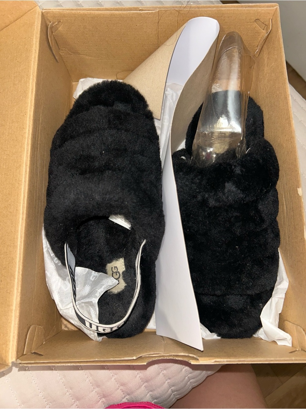 UGG Black Fluff Yeah Slide